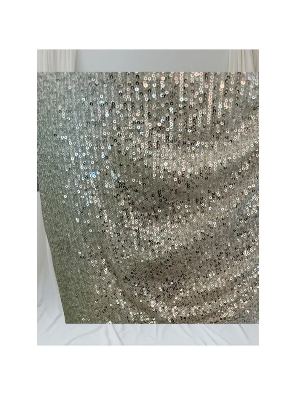 Windsor Silver Sequin Long Sleeve Surplice Mini Dress Size L